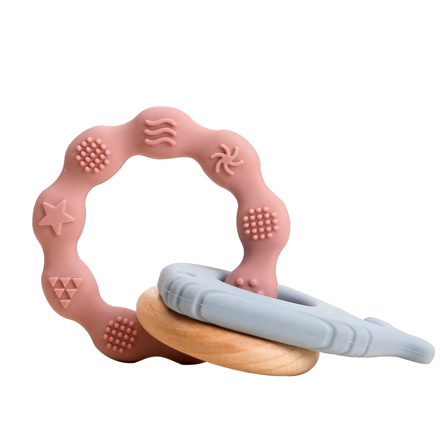 1Pc Baby Teether Music Rattles for Kids Animal Crochet Rattle Elephant Giraffe Ring Wooden Babies Gym Montessori Children'S Toys