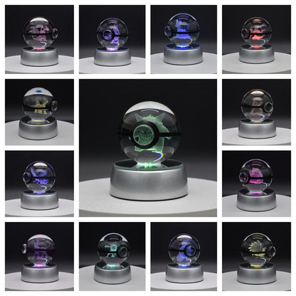 Pokemon Crystal Pokeball – Stunning Holographic Engraving, Perfect for Birthdays and Holidays!