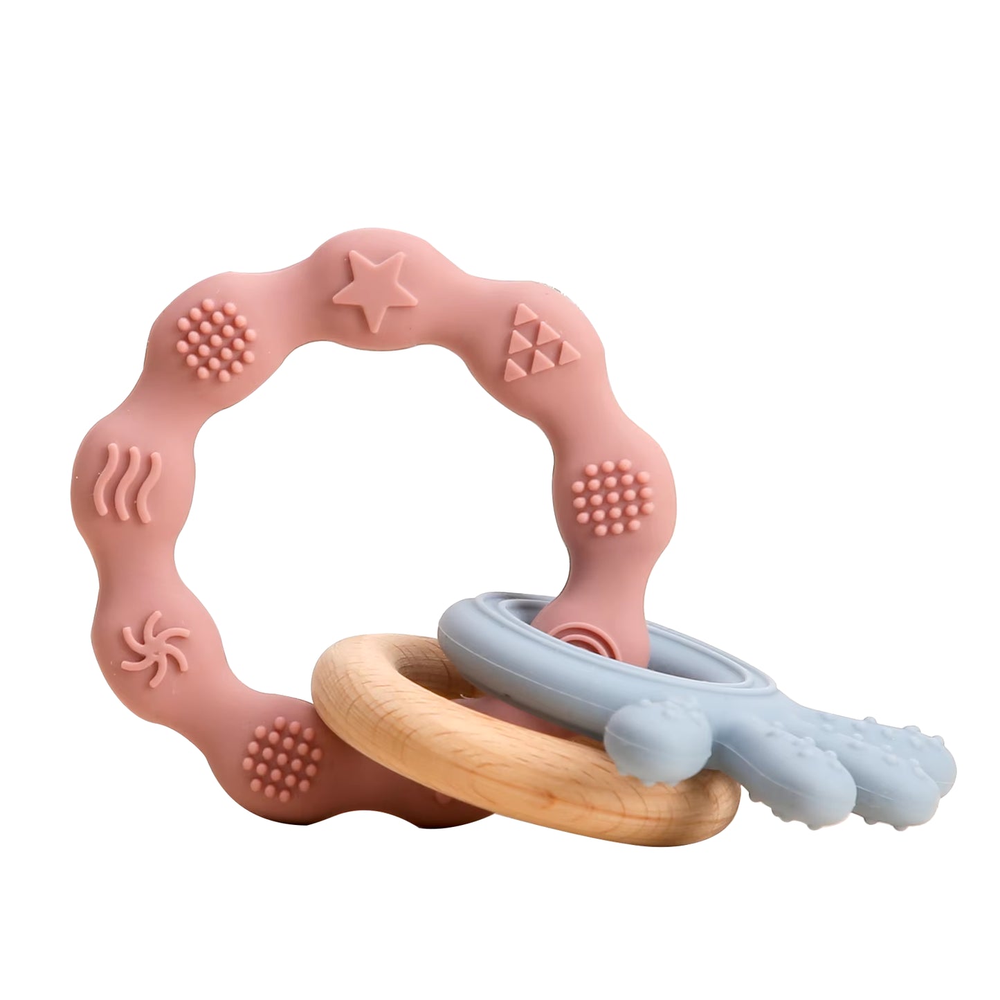 1Pc Baby Teether Music Rattles for Kids Animal Crochet Rattle Elephant Giraffe Ring Wooden Babies Gym Montessori Children'S Toys