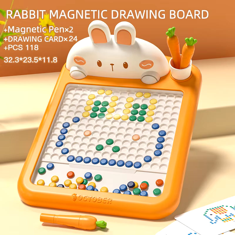 Wltoys 28CM/36CM Magnetic Drawing Board for Kids, Large Graffiti Board with Magnetic Beads and Pen, Cute Crab Toy Gift