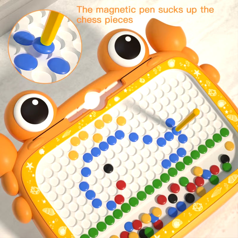 Wltoys 28CM/36CM Magnetic Drawing Board for Kids, Large Graffiti Board with Magnetic Beads and Pen, Cute Crab Toy Gift