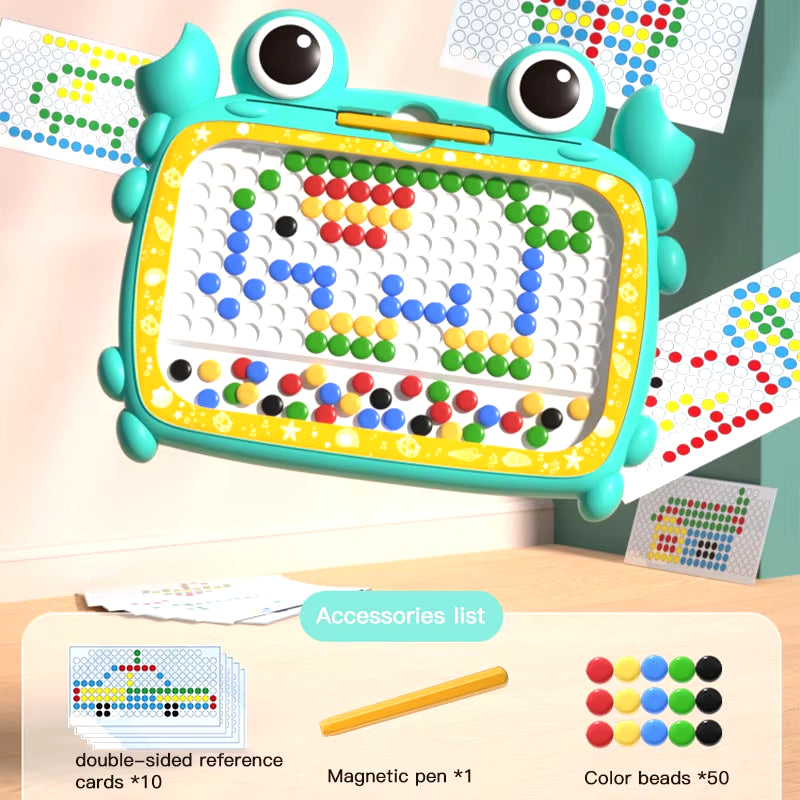 Wltoys 28CM/36CM Magnetic Drawing Board for Kids, Large Graffiti Board with Magnetic Beads and Pen, Cute Crab Toy Gift